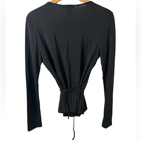 DKNY black classic wraparound top in size medium. - Picture 2 of 6